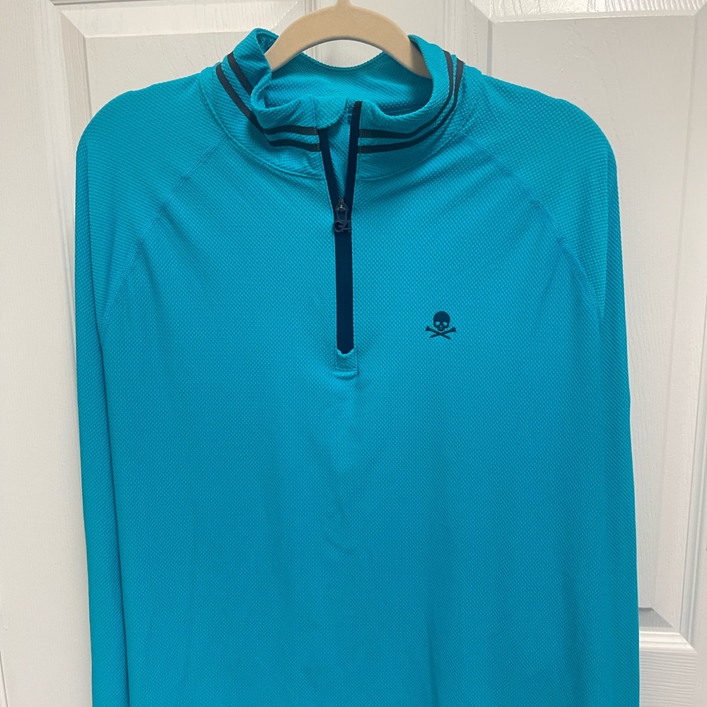 G/FORE Turquoise Quarter Zip Pullover - Picture 2 of 12